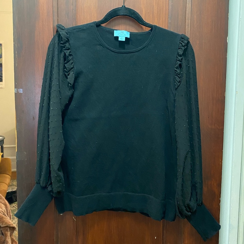 Black Sweater with See-Through Sleeves